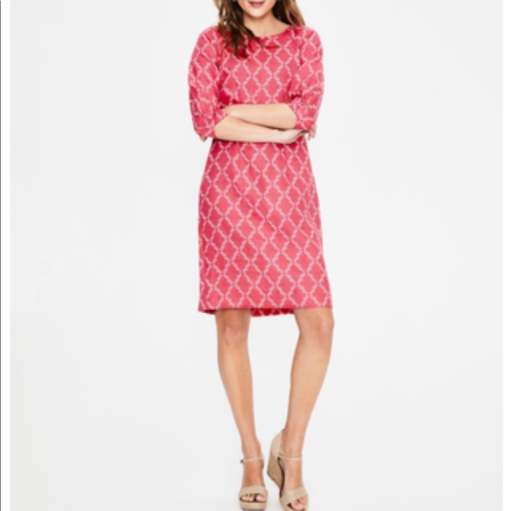 Boden Linen Dress Strawberry Pineapple Lattice